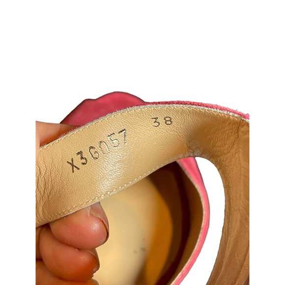 Authentic Emporio Armani Women's Dark Pink Suede Peep Toe High Heel Sz 38 - Picture 5 of 10